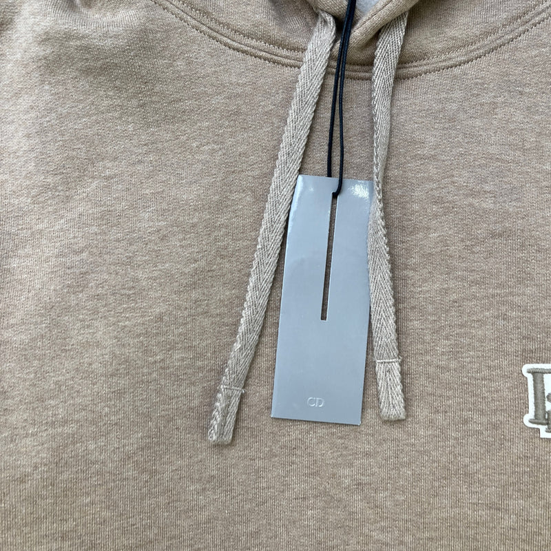 Men's Embroidered Logo Hoodie Beige Size XS