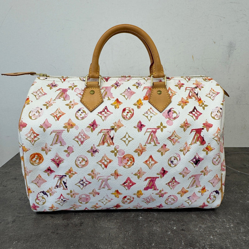 Women's Monogram Watercolor Aquarelle Speedy Handbag White