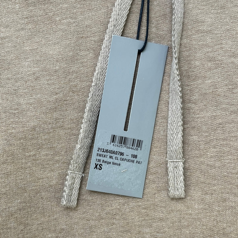 Men's Embroidered Logo Hoodie Beige Size XS