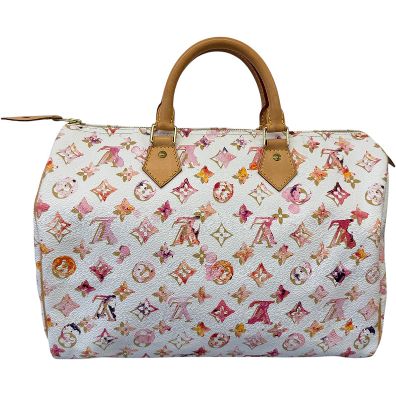 Women's Monogram Watercolor Aquarelle Speedy Handbag White