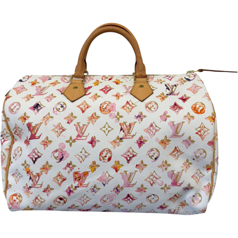 Women's Monogram Watercolor Aquarelle Speedy Handbag White