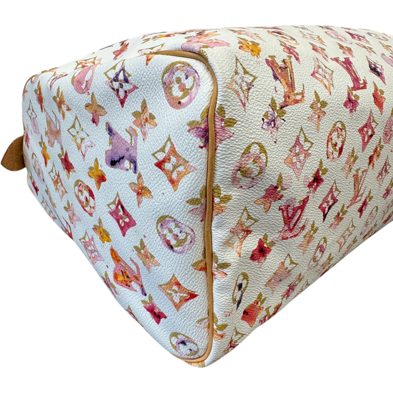 Women's Monogram Watercolor Aquarelle Speedy Handbag White