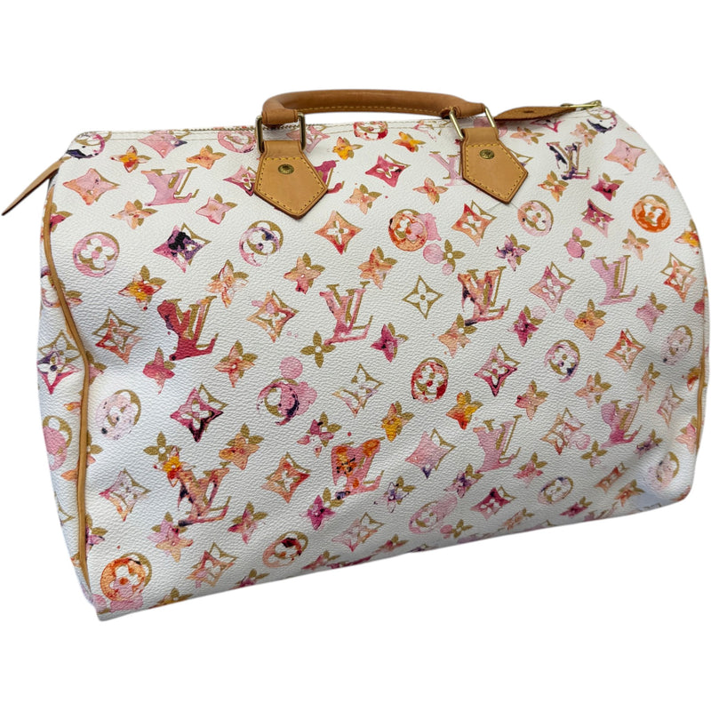 Women's Monogram Watercolor Aquarelle Speedy Handbag White