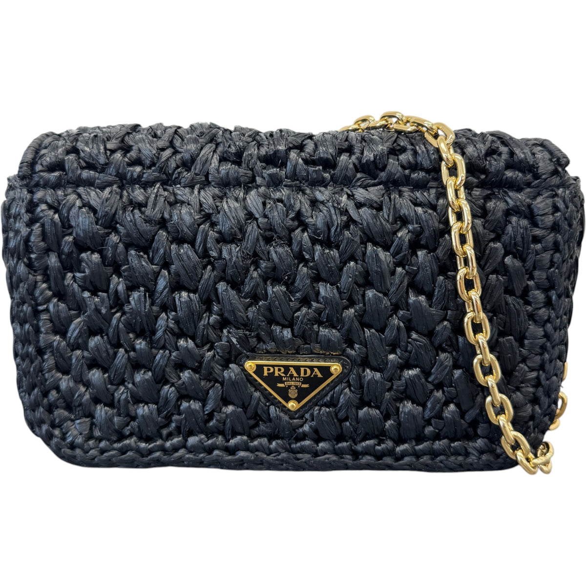 Women's Raffia Logo Crossbody Bag Black - Photo 3