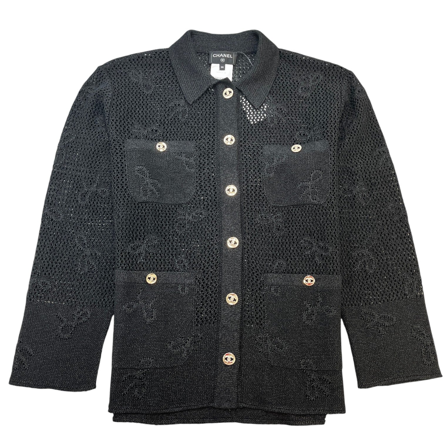 Women's Bow Patchwork Diamond Cc Button Full Tracksuit Black Size S - Photo 2