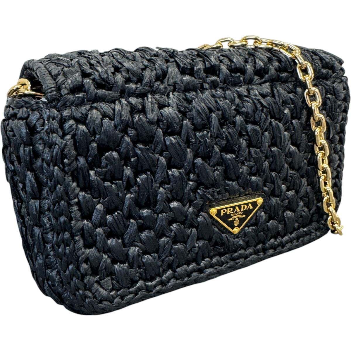 Women's Raffia Logo Crossbody Bag Black - Photo 4