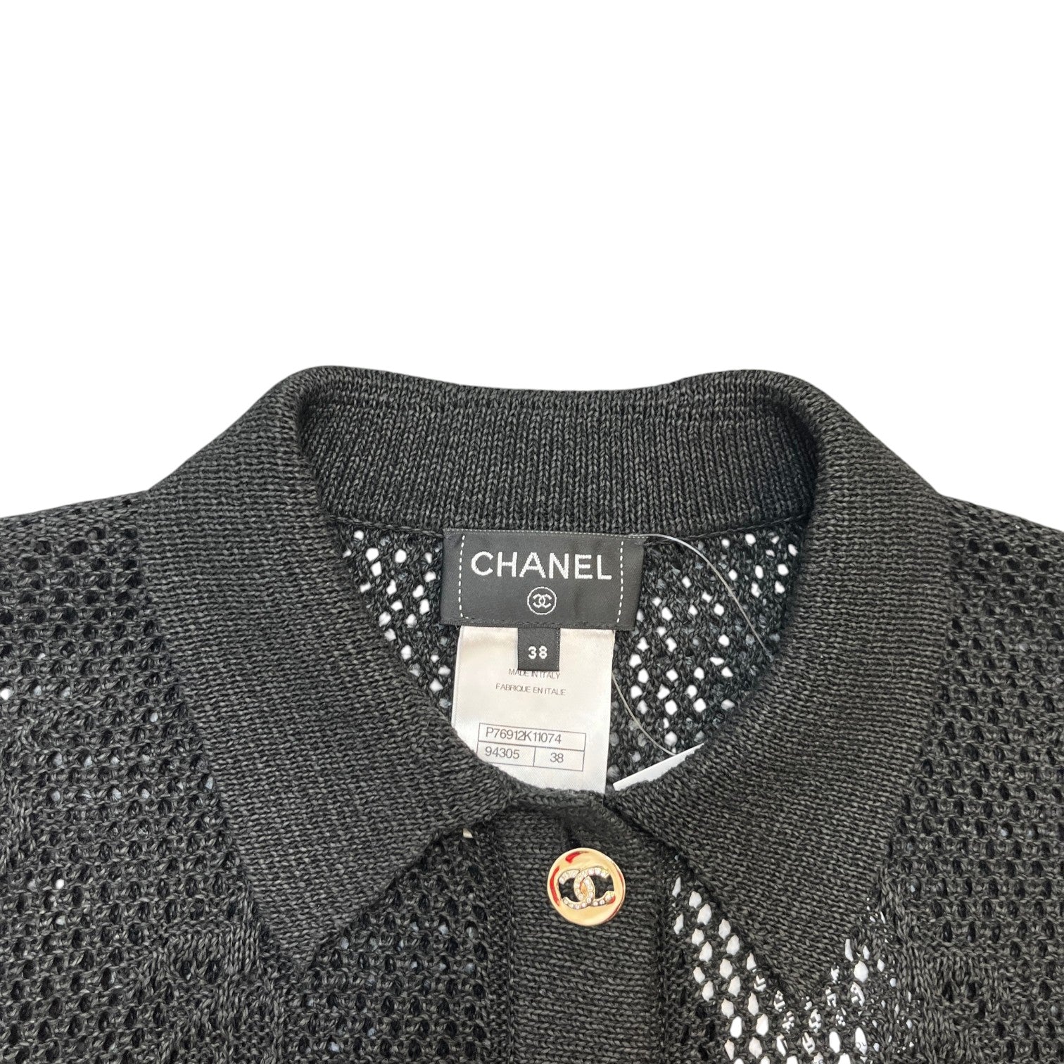 Women's Bow Patchwork Diamond Cc Button Full Tracksuit Black Size S - Photo 6