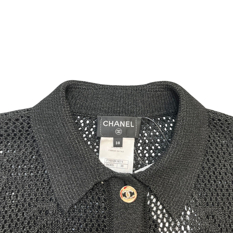 Women's Bow Patchwork Diamond Cc Button Full Tracksuit Black Size S