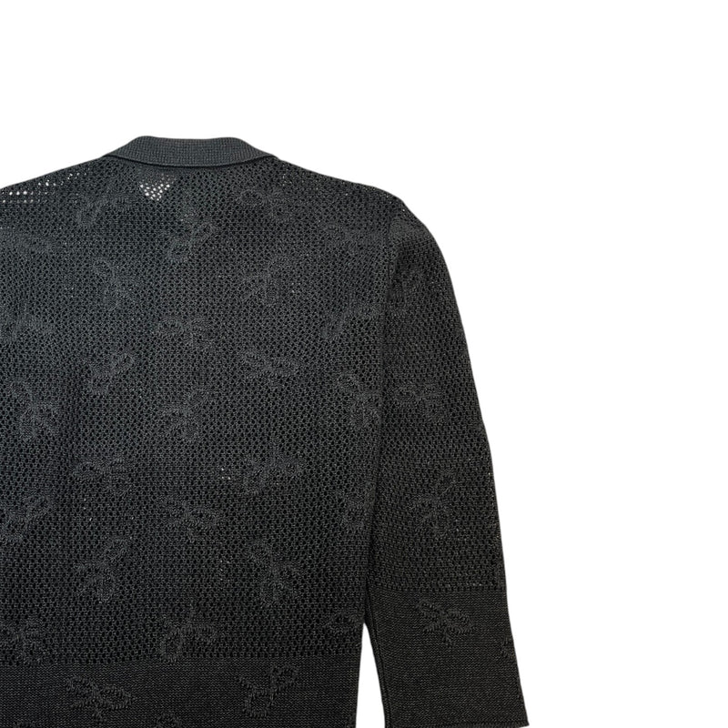 Women's Bow Patchwork Diamond Cc Button Full Tracksuit Black Size S