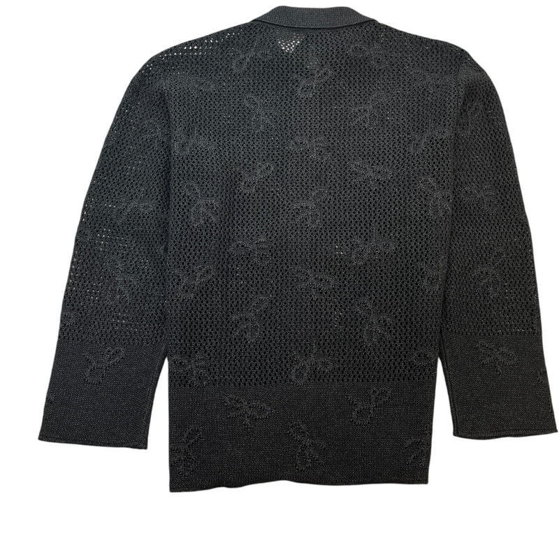 Women's Bow Patchwork Diamond Cc Button Full Tracksuit Black Size S