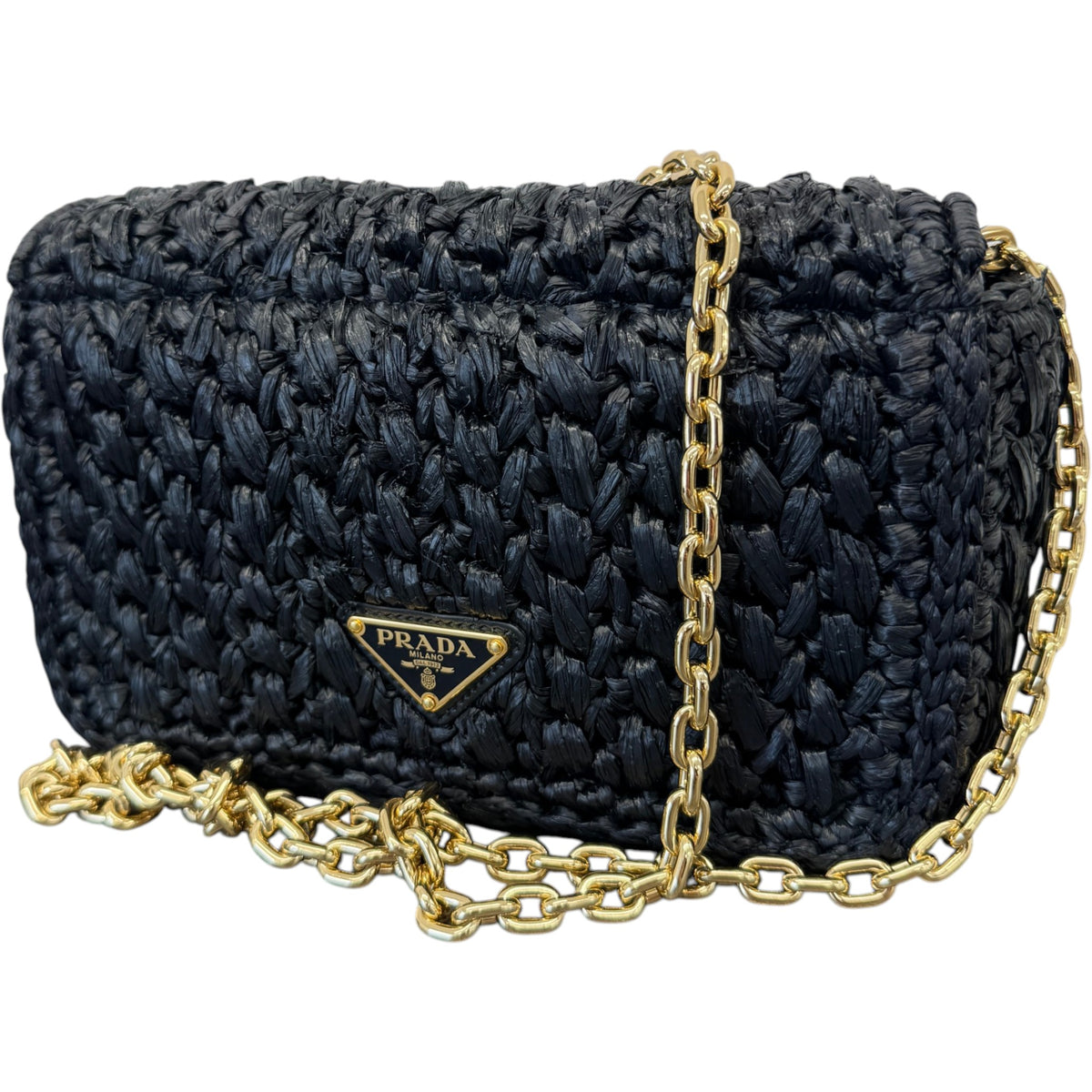 Women's Raffia Logo Crossbody Bag Black - Photo 7