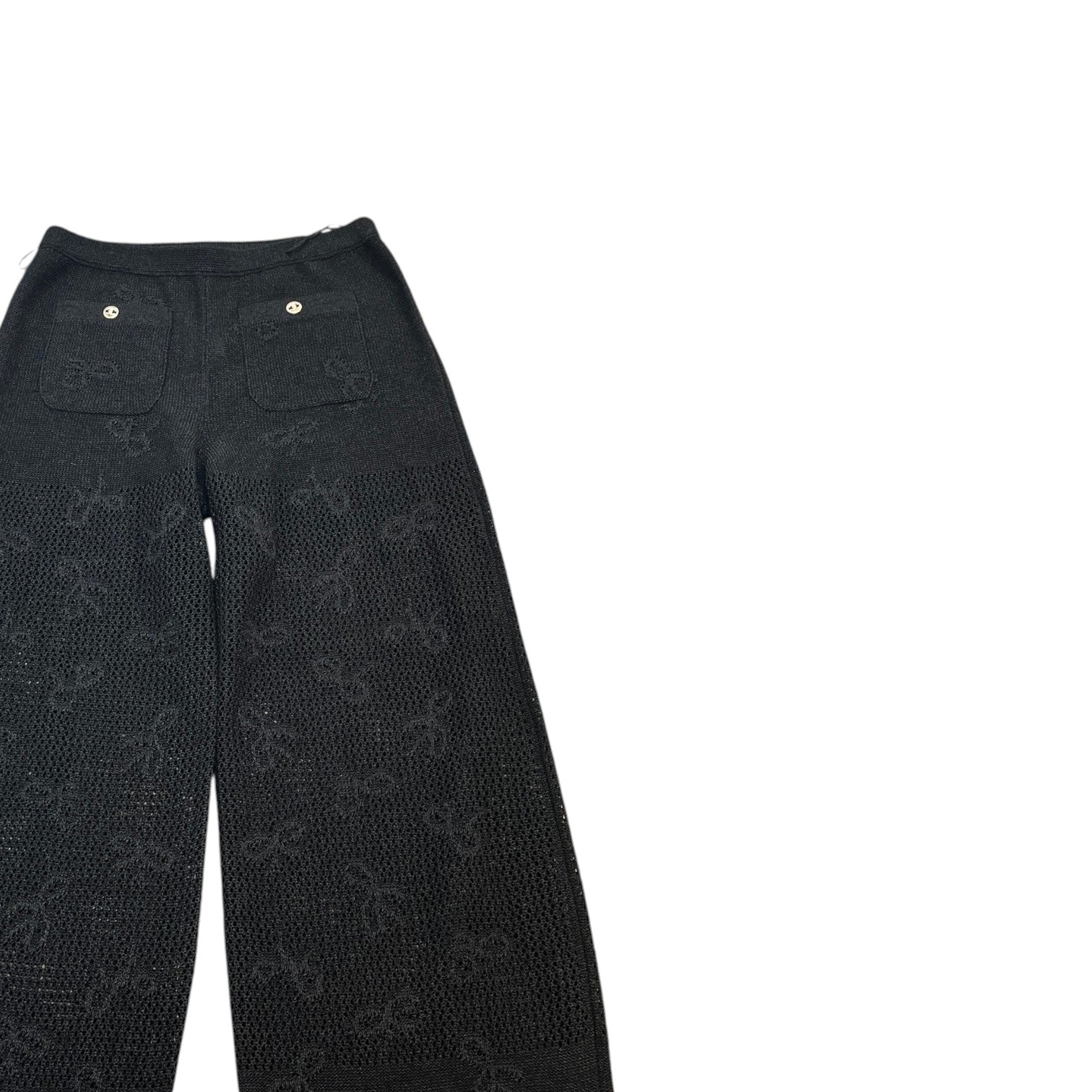 Women's Bow Patchwork Diamond Cc Button Full Tracksuit Black Size S - Photo 12