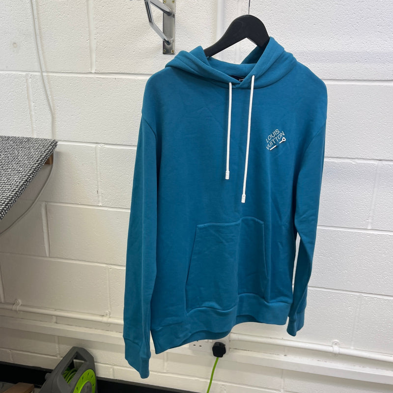 Men's Embroidered Logo Hoodie Blue Size M