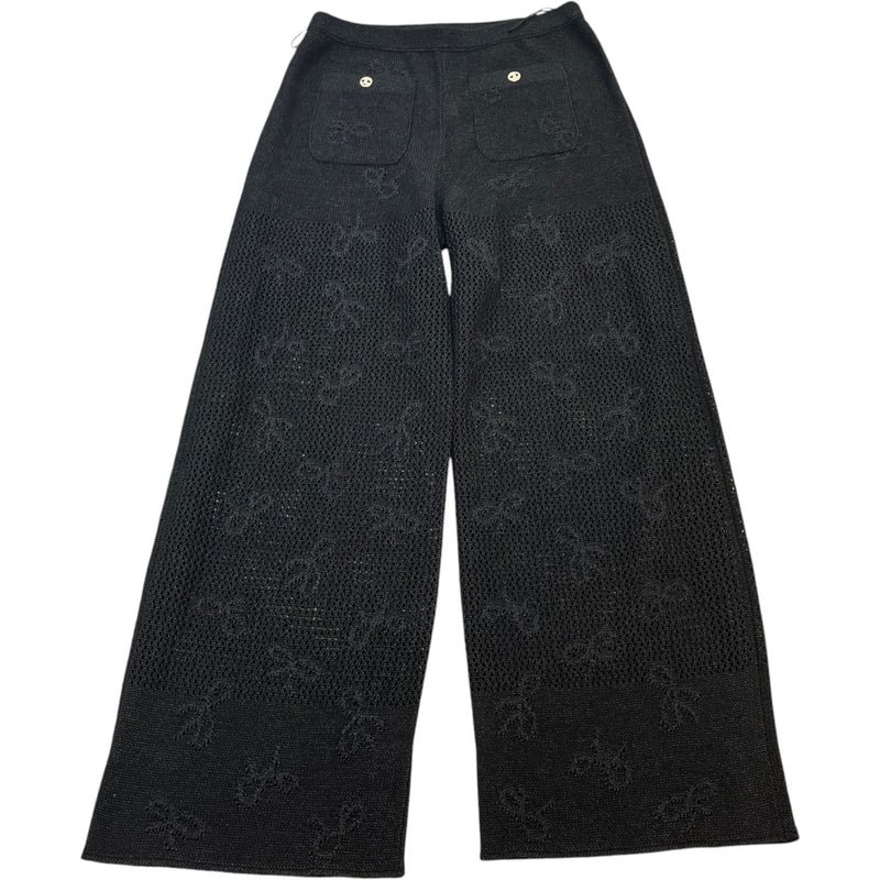 Women's Bow Patchwork Diamond Cc Button Full Tracksuit Black Size S