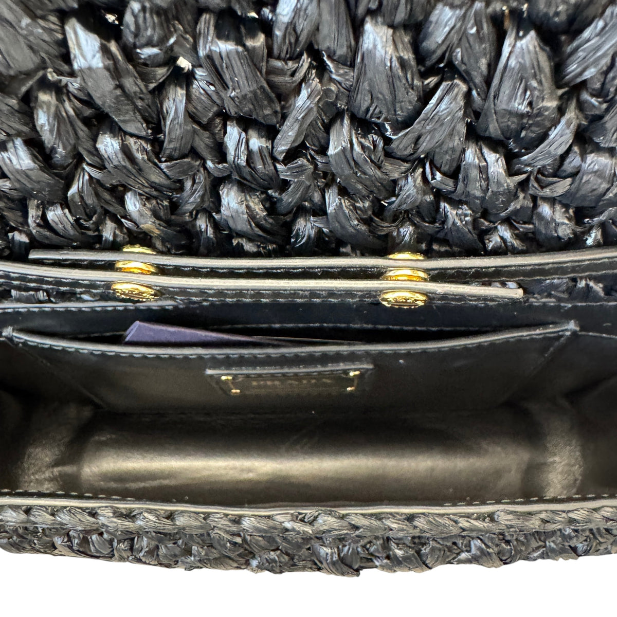 Women's Raffia Logo Crossbody Bag Black - Photo 9