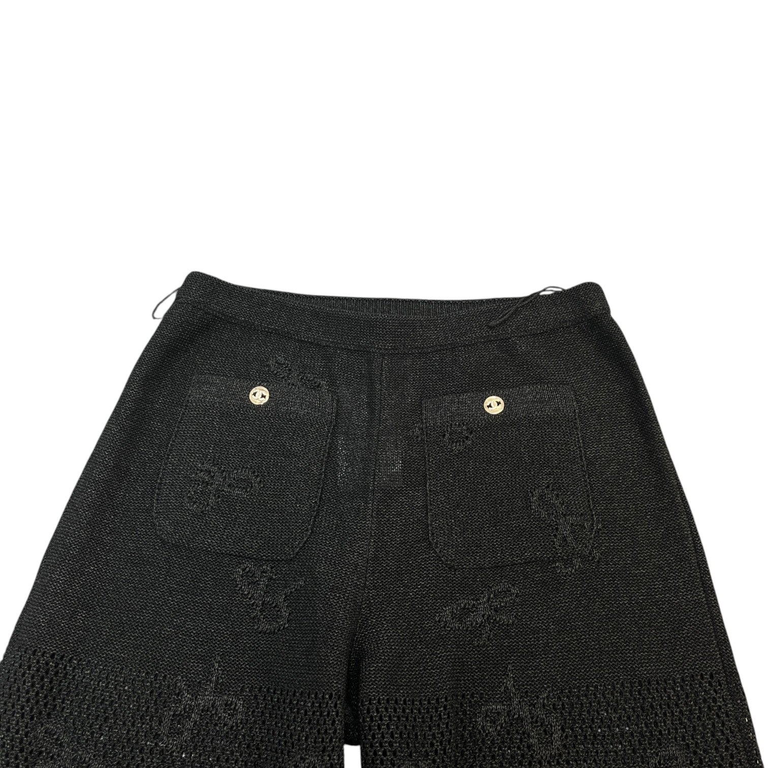 Women's Bow Patchwork Diamond Cc Button Full Tracksuit Black Size S - Photo 13