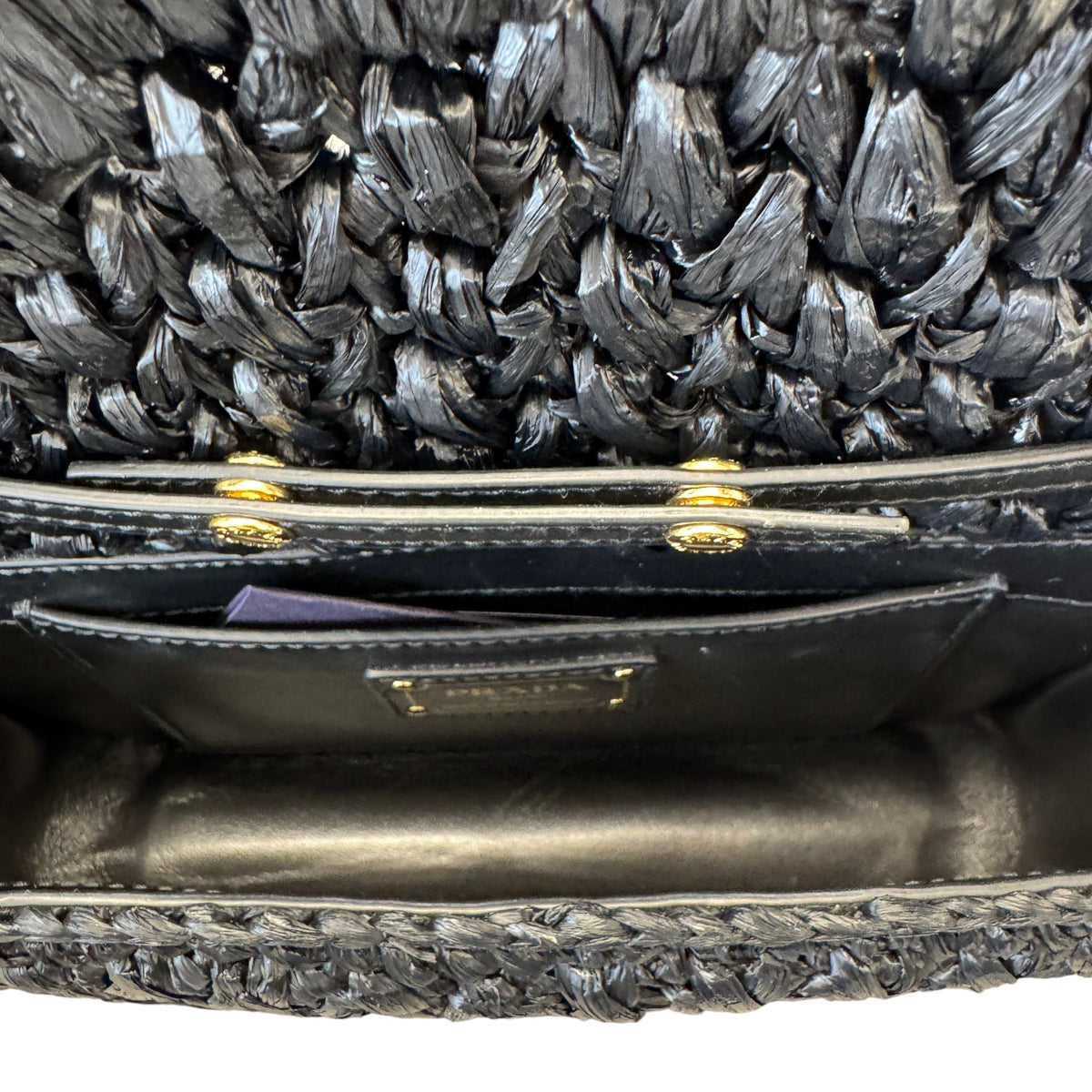 Women's Raffia Logo Crossbody Bag Black - Photo 10