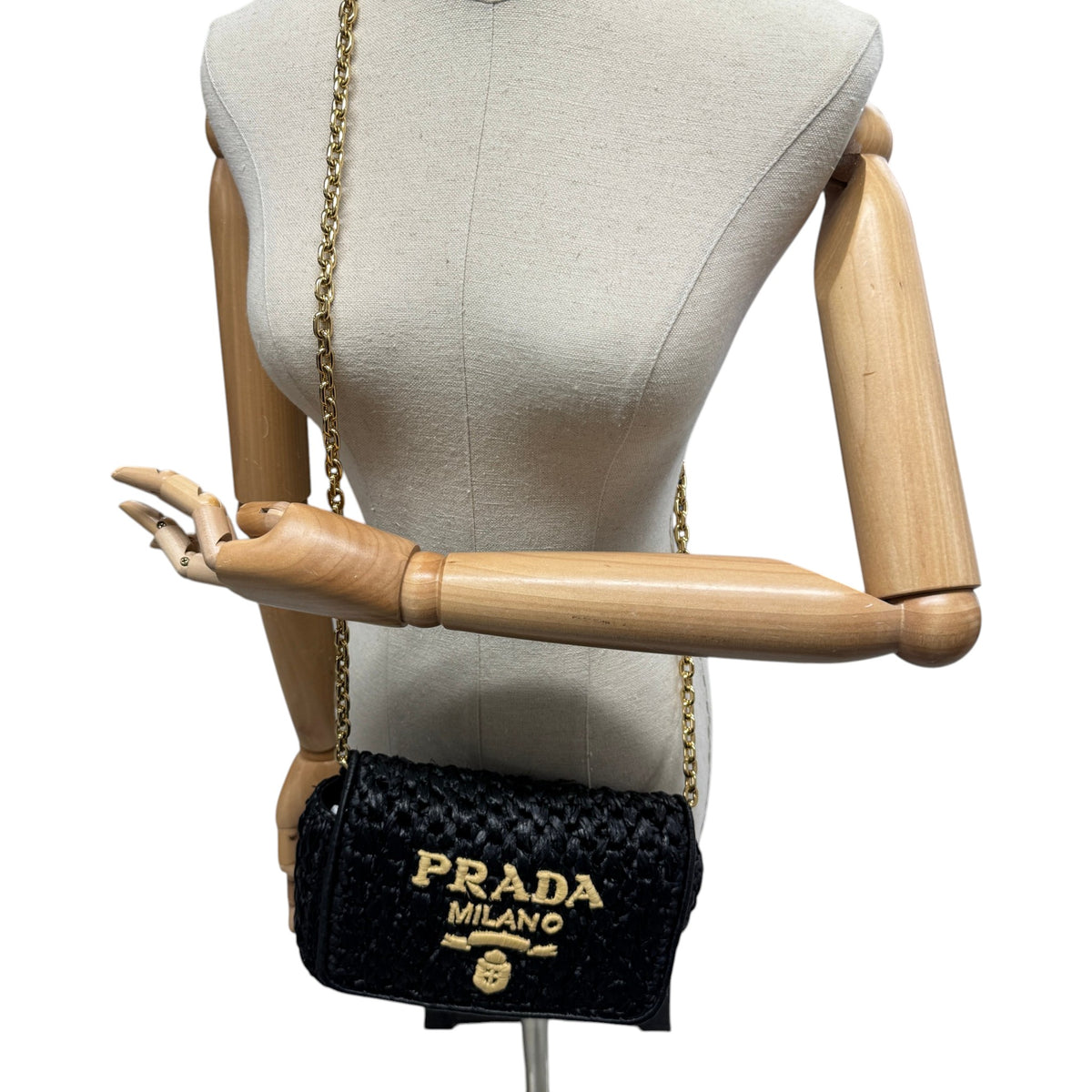 Women's Raffia Logo Crossbody Bag Black - Photo 2