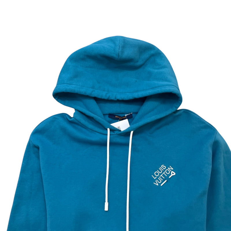 Men's Embroidered Logo Hoodie Blue Size M
