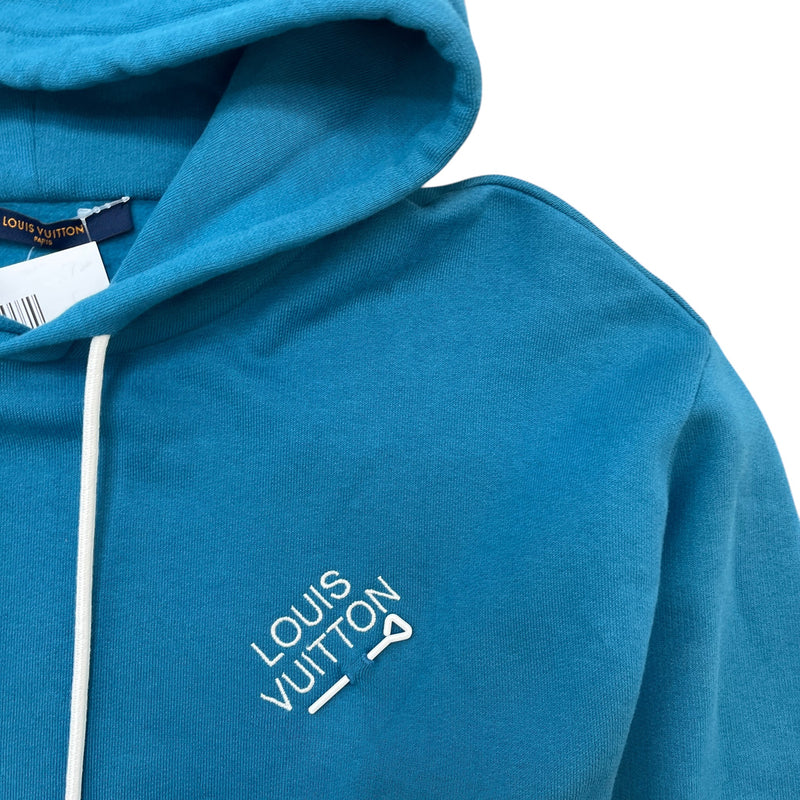 Men's Embroidered Logo Hoodie Blue Size M
