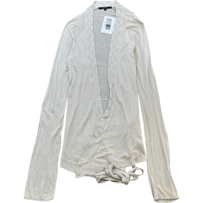 Women's Embellished Logo Cardigan Beige Size S