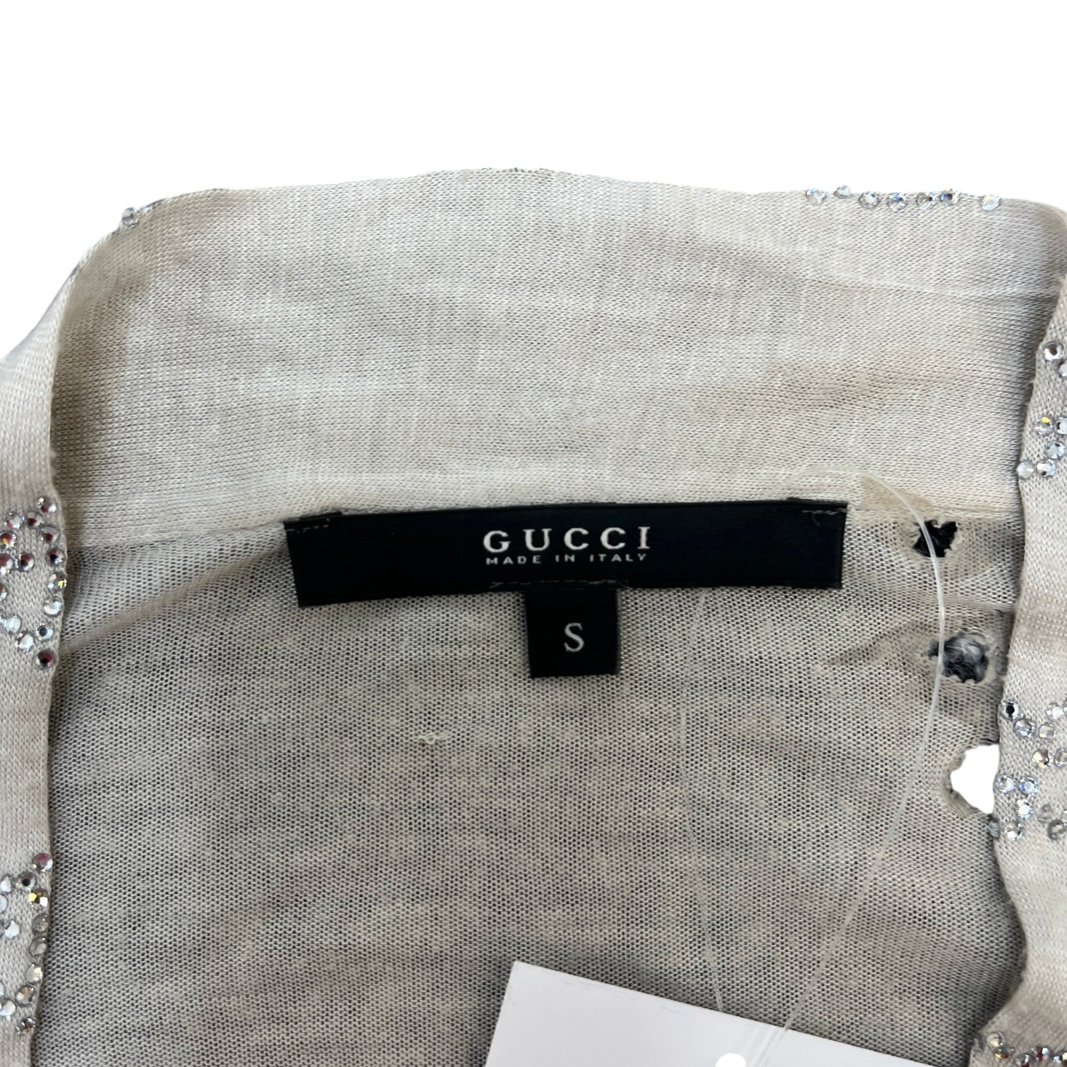 Women's Embellished Logo Cardigan Beige Size S - Photo 5