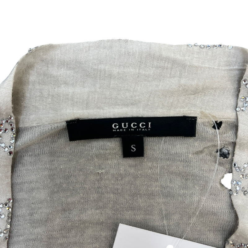 Women's Embellished Logo Cardigan Beige Size S