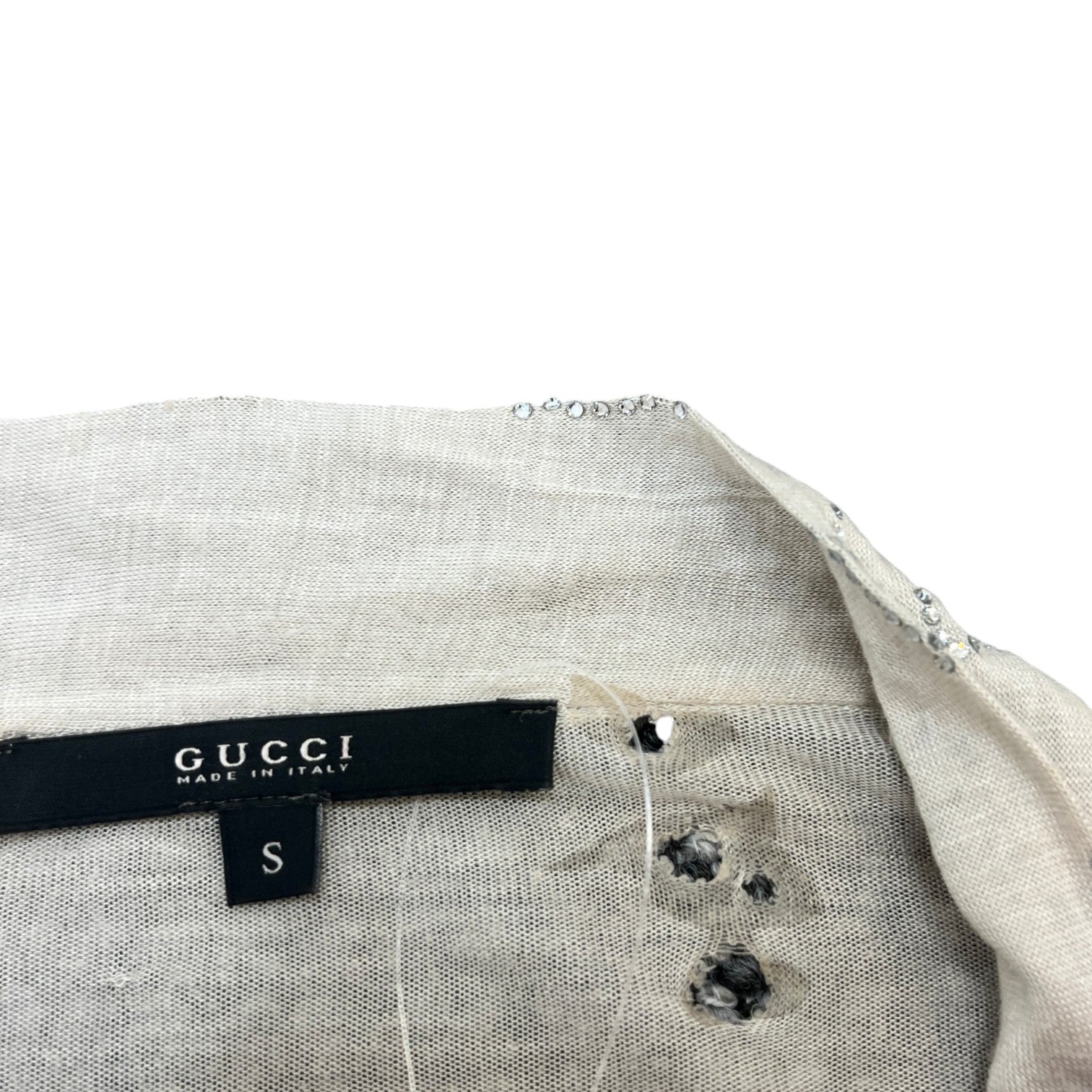 Women's Embellished Logo Cardigan Beige Size S - Photo 6