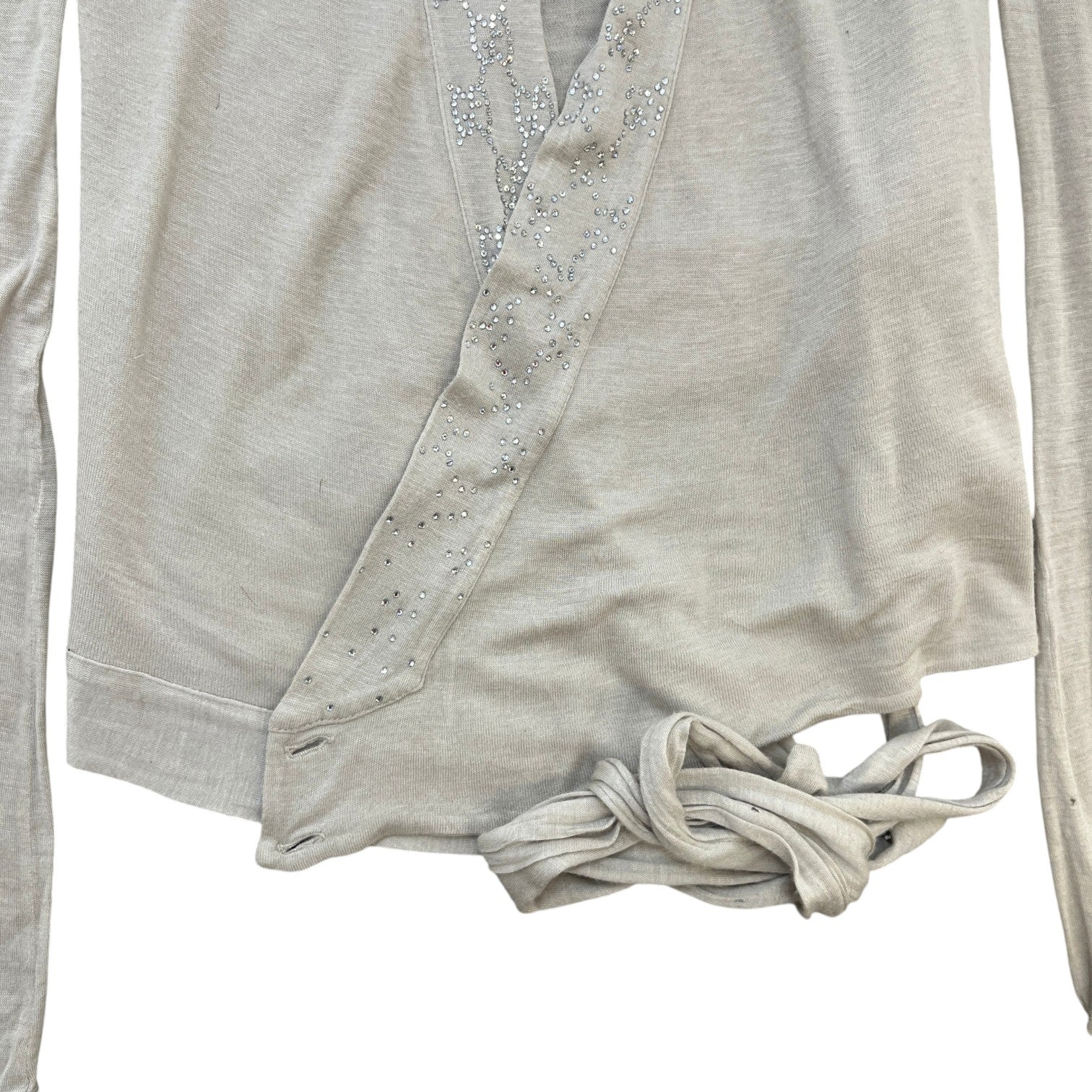 Women's Embellished Logo Cardigan Beige Size S - Photo 7