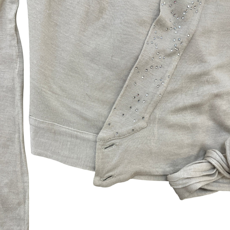 Women's Embellished Logo Cardigan Beige Size S
