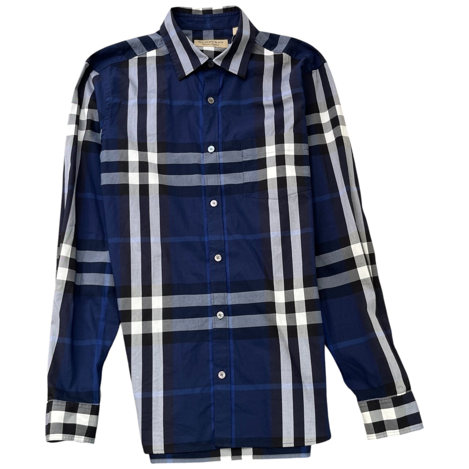 Men's Checkered Short Sleeve Shirt Navy Size S - Photo 1