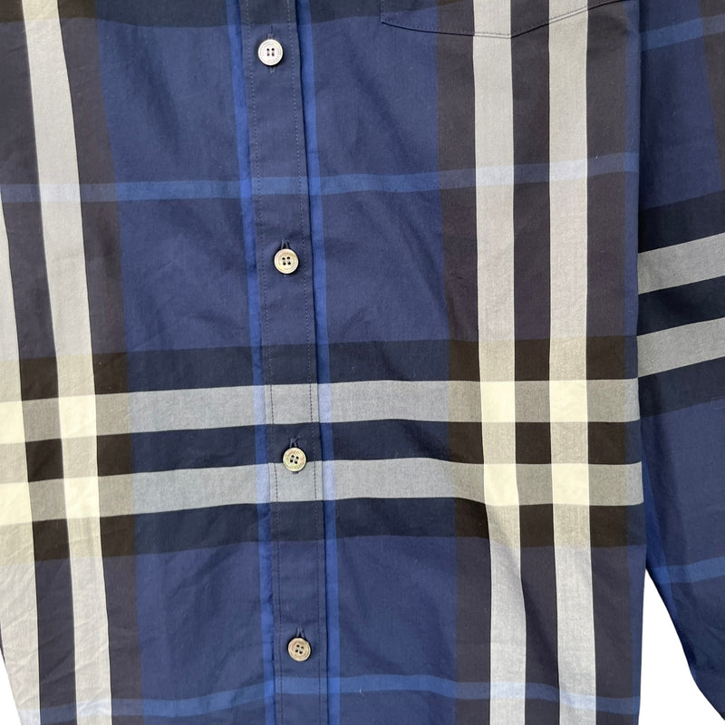 Men's Checkered Short Sleeve Shirt Navy Size S