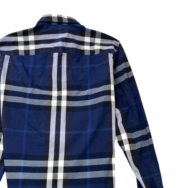 Men's Checkered Short Sleeve Shirt Navy Size S