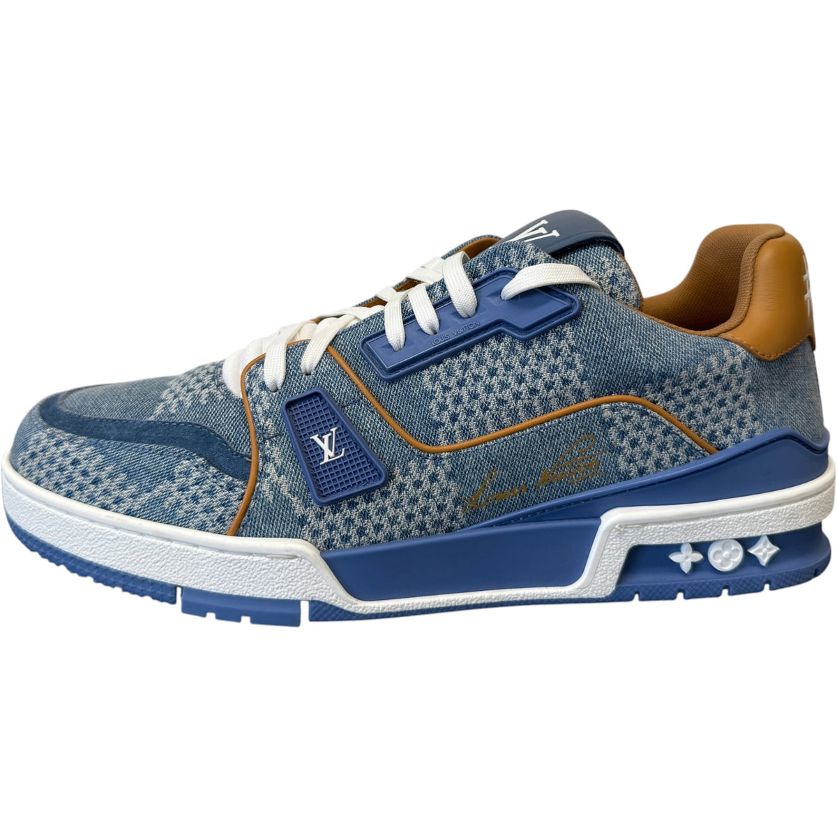 Men's LV Damier 3D Low Trainers Blue Size UK 7 / EU 41 - Photo 4
