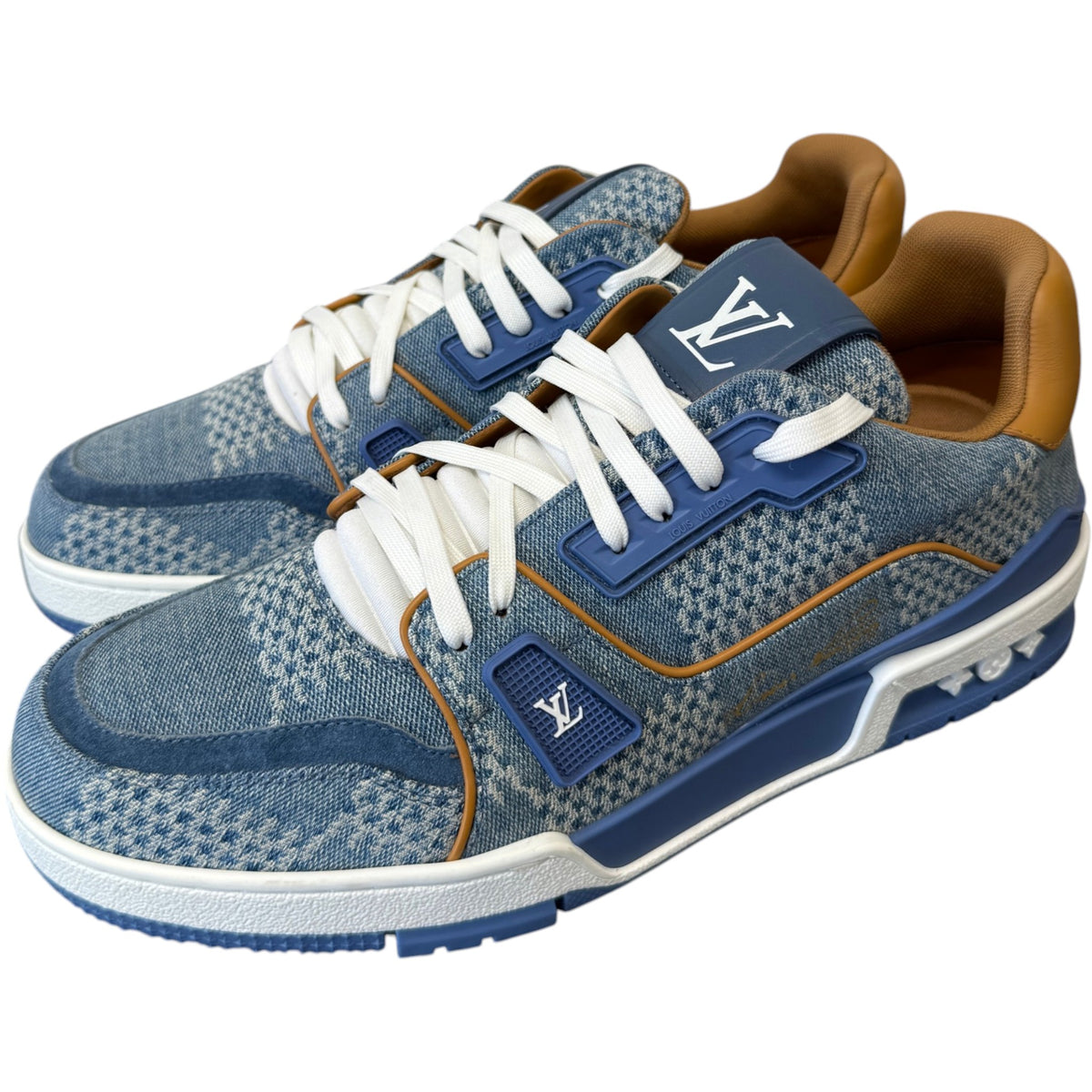 Men's LV Damier 3D Low Trainers Blue Size UK 7 / EU 41 - Photo 7