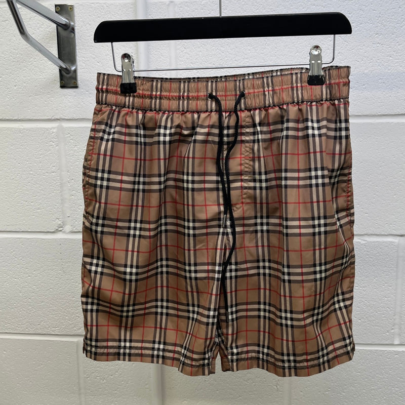 Men's Checkered Swim Shorts Beige Size S
