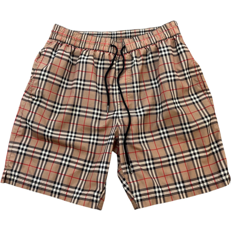 Men's Checkered Swim Shorts Beige Size S