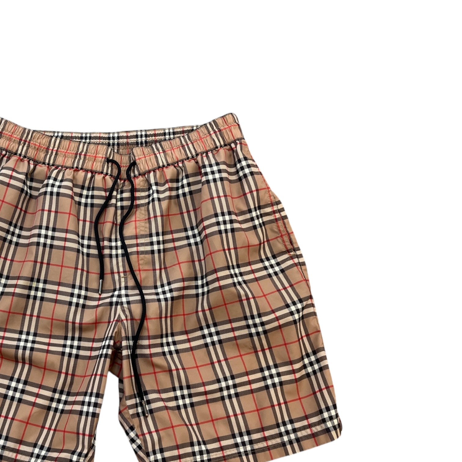 Men's Checkered Swim Shorts Beige Size S - Photo 3