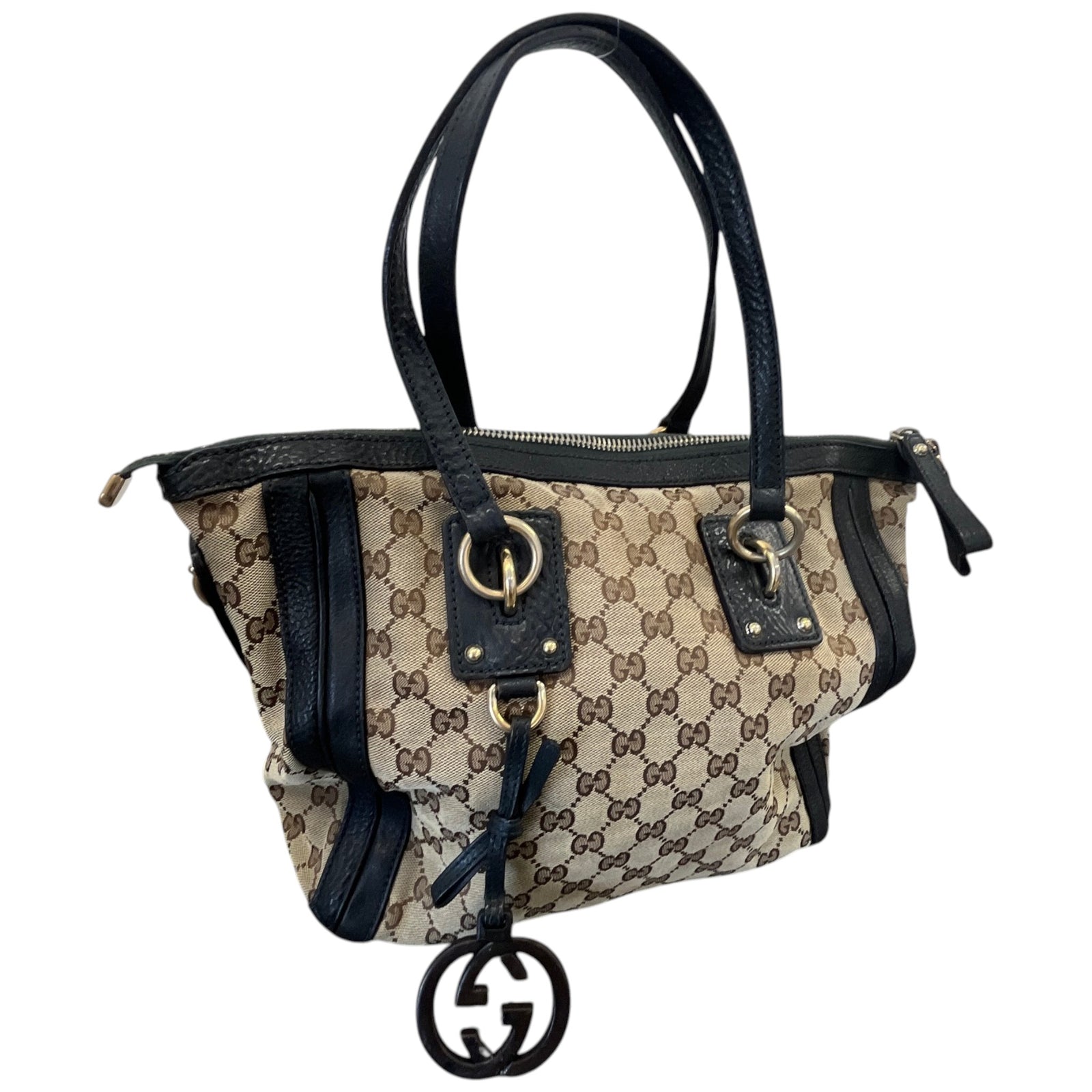 Women's GG Canvas Charm Satchel Handbag Beige - Photo 5