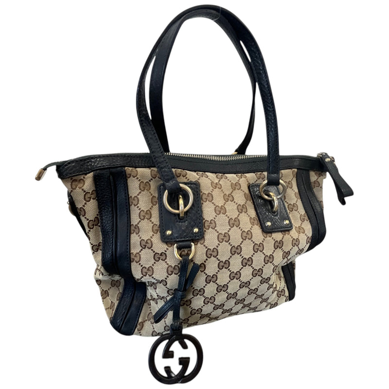 Women's GG Canvas Charm Satchel Handbag Beige