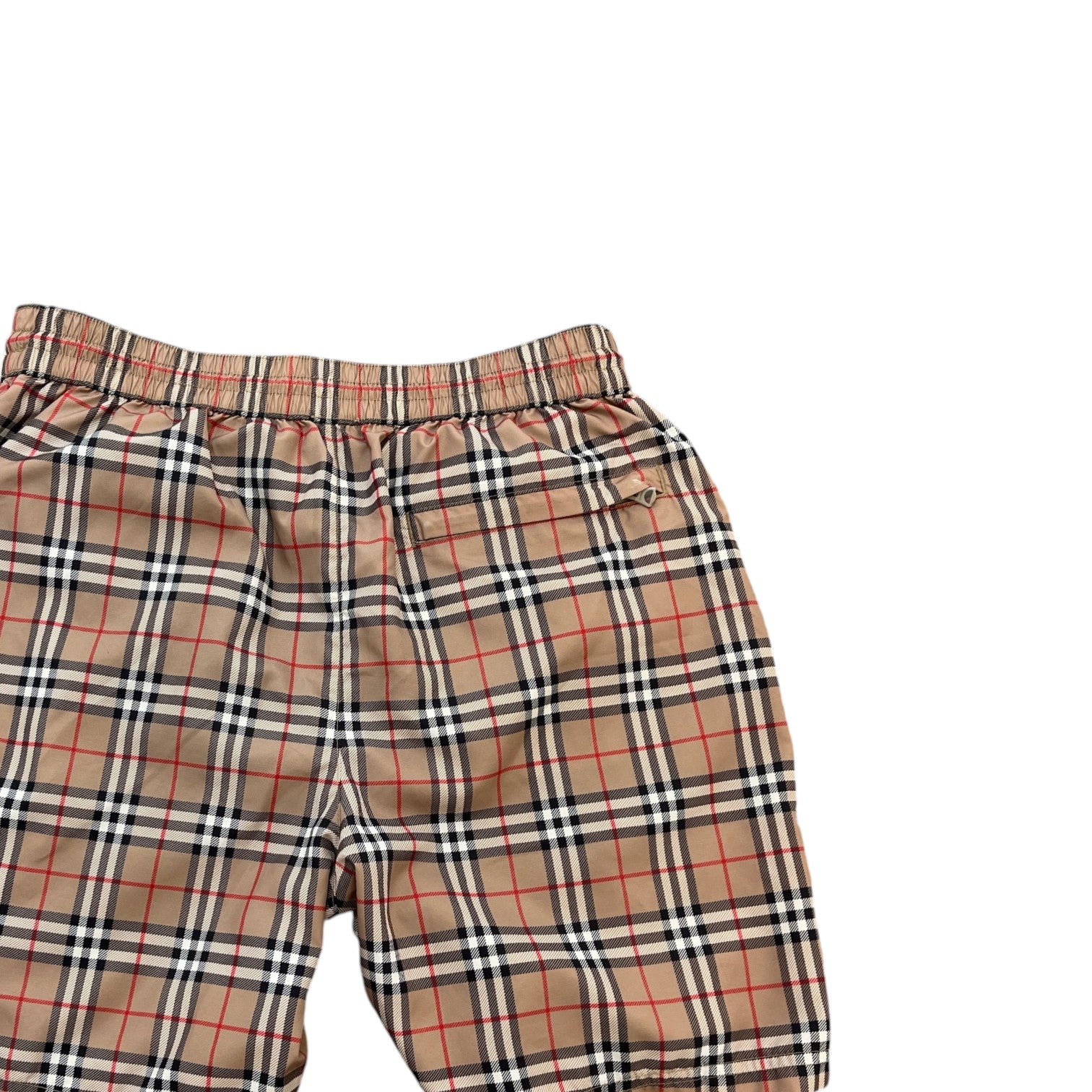 Men's Checkered Swim Shorts Beige Size S - Photo 4