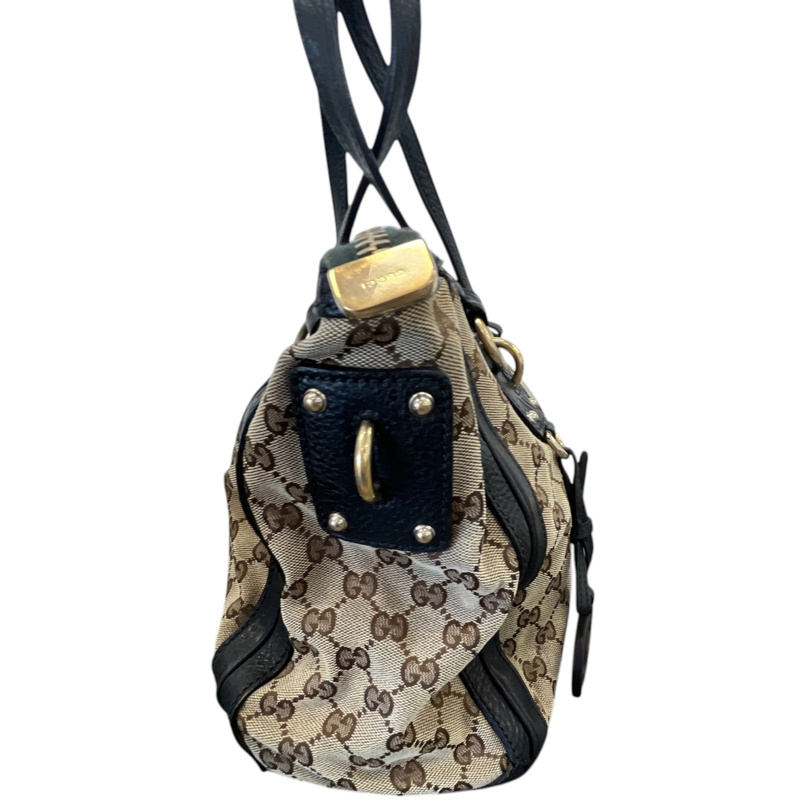 Women's GG Canvas Charm Satchel Handbag Beige - Photo 6