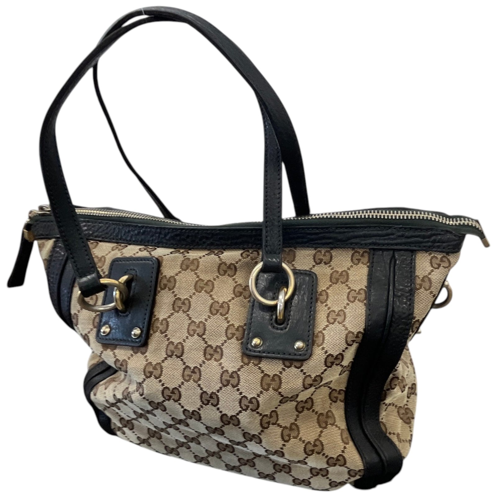 Women's GG Canvas Charm Satchel Handbag Beige - Photo 8