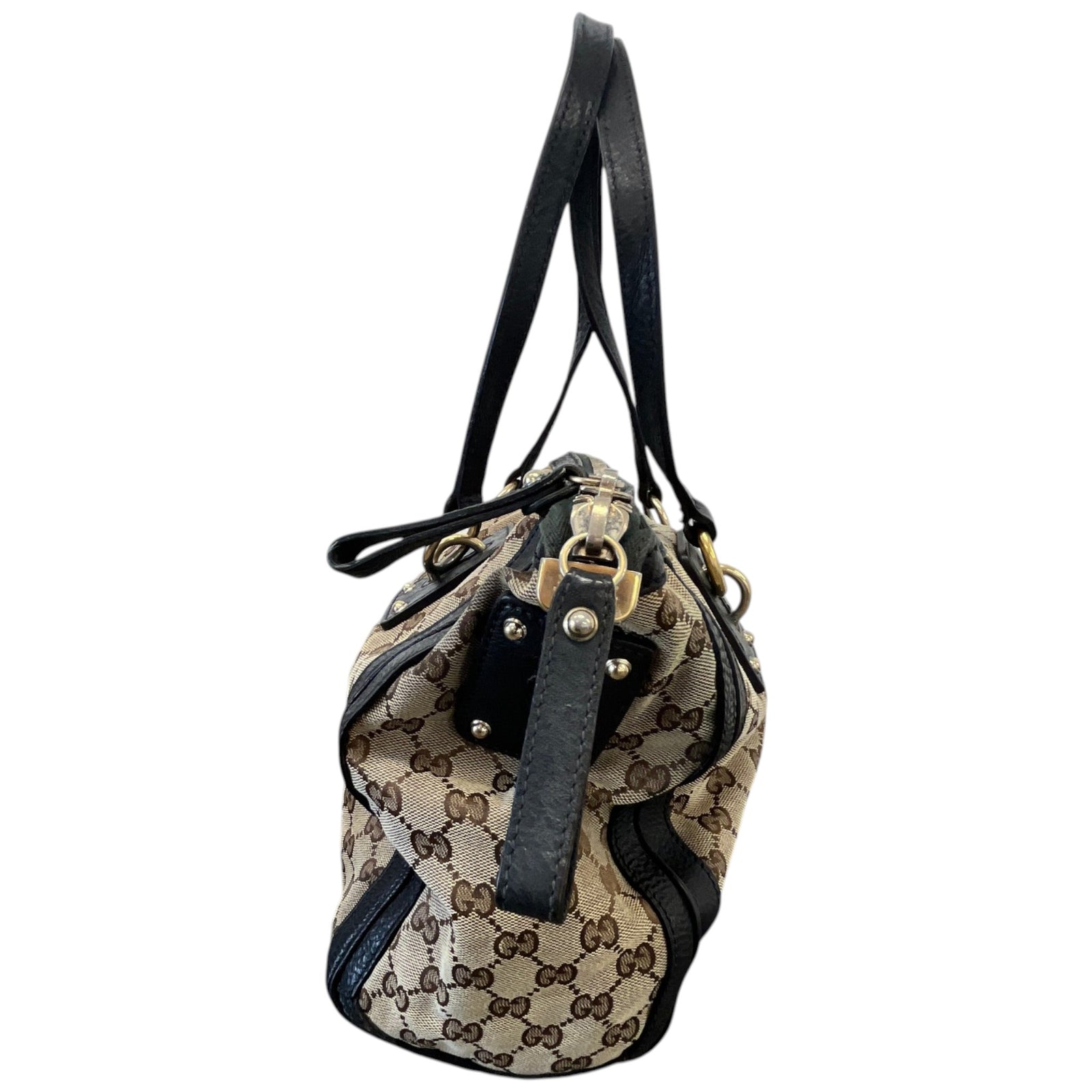 Women's GG Canvas Charm Satchel Handbag Beige - Photo 7