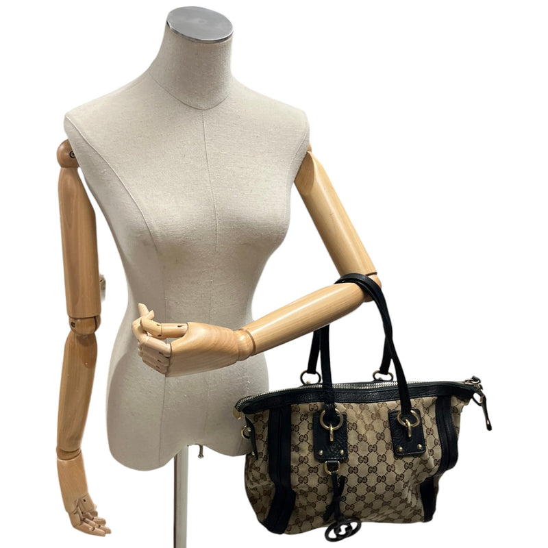 Women's GG Canvas Charm Satchel Handbag Beige