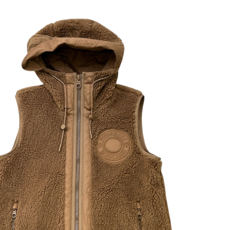 Women's Appliquéd Fleece Gilet Brown Size IT 38 / UK 6