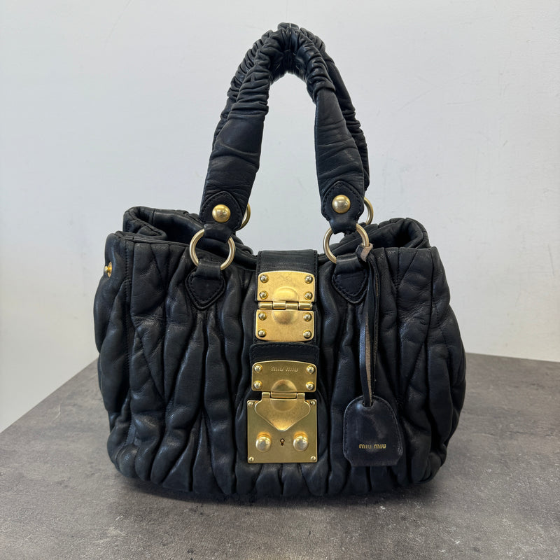 Women's Matelasse Leather 2Way Bag Black