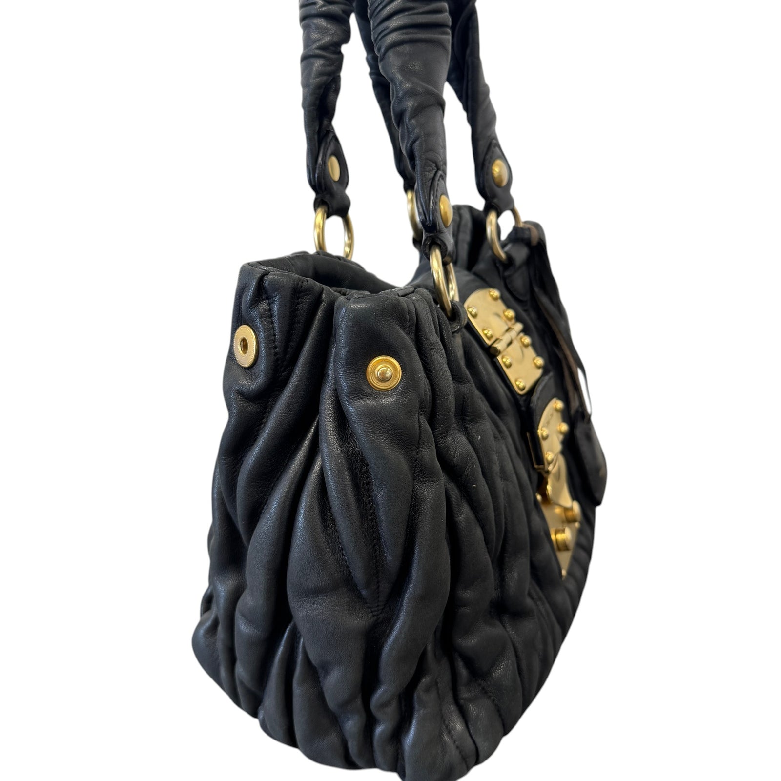 Women's Matelasse Leather 2Way Bag Black - Photo 4