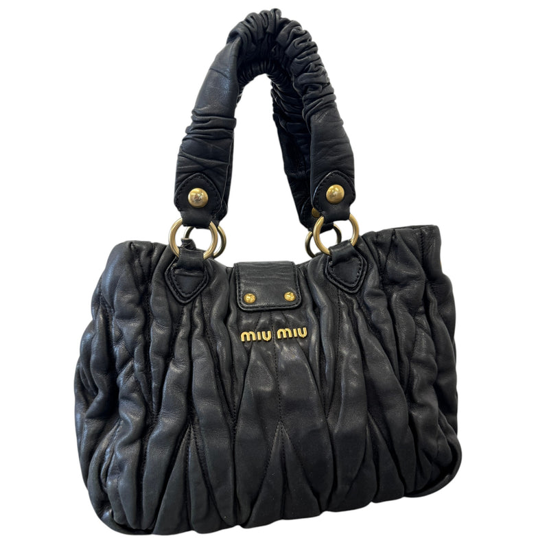 Women's Matelasse Leather 2Way Bag Black