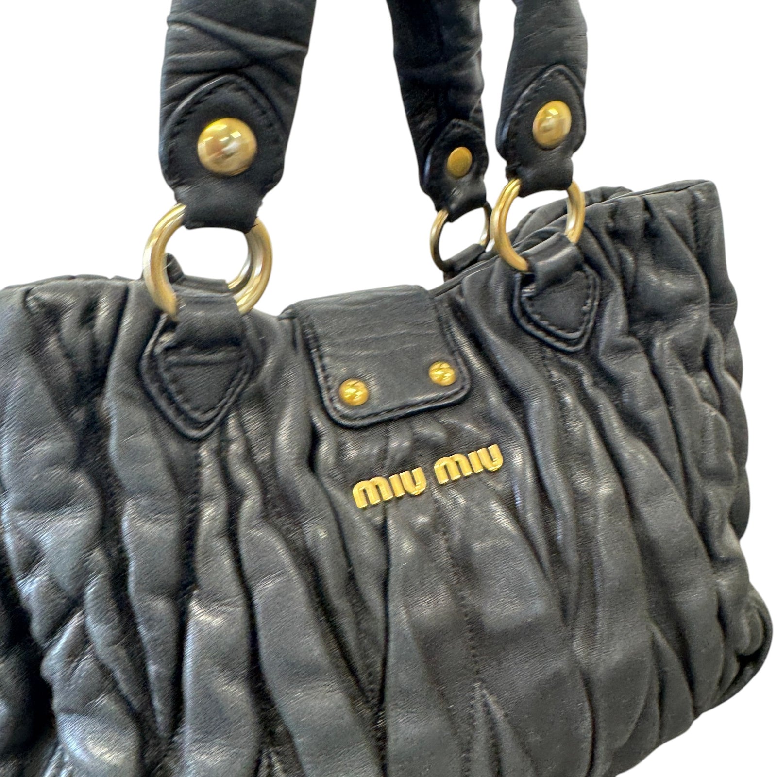 Women's Matelasse Leather 2Way Bag Black - Photo 5